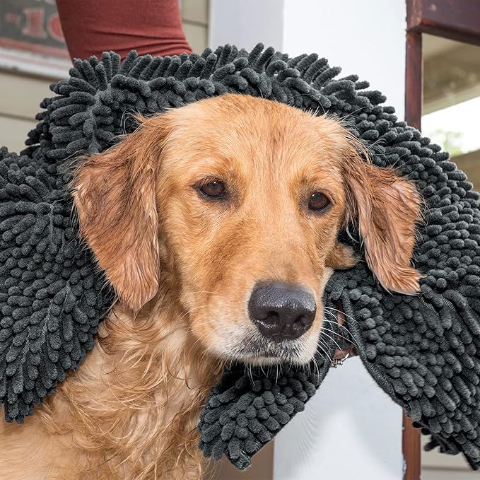 Furhaven 30" x 21" Highly Absorbent Dog Door Mat for Muddy Paws, 100% Washable, Perfect for Entryway, Kitchen, & Bathroom Use - Chenille Shammy Rug - Charcoal (Gray), Medium
