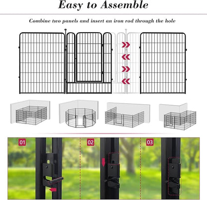 Dog Playpen 40 inch 24 Panels Indoor Outdoor Dog Pen for Large/Medium/Small Dogs Heavy Duty Metal Dog Fence Outdoor for Yard, Puppy Playpen with Door Portable Pet Fence for RV Camping Yard