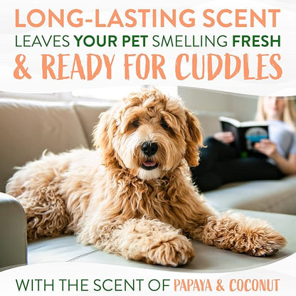 TropiClean Dog Perfume, Long Lasting Papaya Cologne, Deodorizing Spray for Smelly Dogs, After Bath Detangling Spray with Vitamin E, Safe for Cats, 8oz.