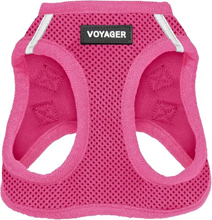 Voyager Step-in Air Dog Harness - All Weather Mesh, Reflective, No Pull Harness for Small, Medium Dogs, Cats - Secure with Hook & Loop Fastener, Buckle, Double D-Rings - Fuchsia, XL