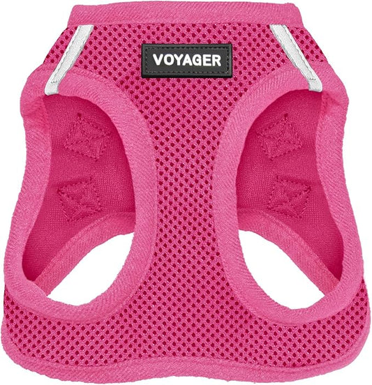 Voyager Step-in Air Dog Harness - All Weather Mesh, Reflective, No Pull Harness for Small, Medium Dogs, Cats - Secure with Hook & Loop Fastener, Buckle, Double D-Rings - Fuchsia, XL