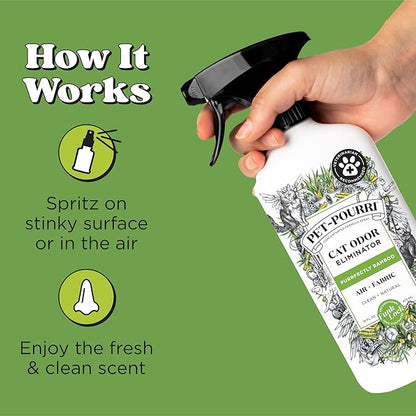Pet-Pourri Pet Odor Air + Fabric Odor Eliminator Spray, Purrfectly Bamboo, 16 Fl Oz
