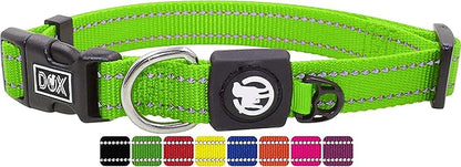 DDOXX Reflective Nylon Dog Collar - Strong and Adjustable Collars Dogs - XS (Green)