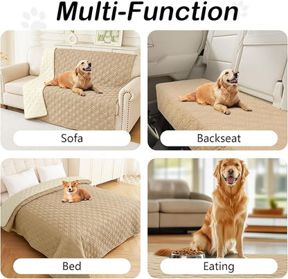 hyha Waterproof Dog Bed Blanket, Soft Dog Bed Cover Pet Blankets, Washable Couch Sofa Cover for Dogs, Reversible Pet Sofa Covers for Furniture (30x53 Inch, Camel/Beige)