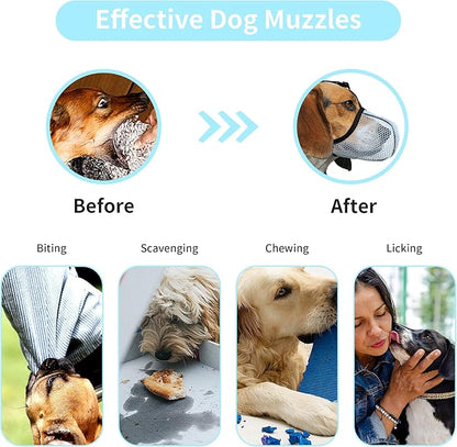 Dog Muzzle, Breathable Soft Muzzle for Small Dogs to Anti & Prevent Barking Biting Chewing, Reflective & Adjustable Basket Muzzle with Air Mesh for Toy Poodles Blue S