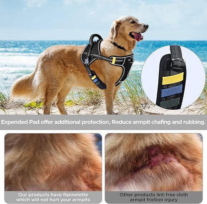 No-Pull Small Dog Harness - Tatical Dog Harness for Small Dog with Handle, Freedom No Pull Escape Proof Dog Vest Harness, Front Clip Reflective Adjustable Service Dog Harness(Black, Small)