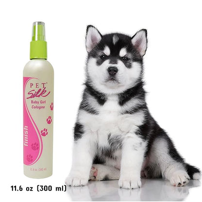PET SILK Cologne - Pet Odor Eliminator - Dog Perfume & Deodorizer In Between Bath Wash - Clean and Fresh Smelling Fur - Conditioning & Deodorizing Qualities (Baby Girl, 11.6 oz)