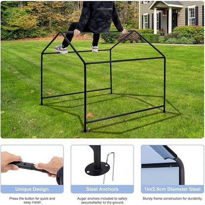 XLarge Outdoor Dog House 4'x4'x3.6' for Large Dogs, Animal Shelter with Upgraded Doors, Outside Sun Rain Canopy Pet House for Dogs, Cats, Small Animals and Livestock, Navy Blue
