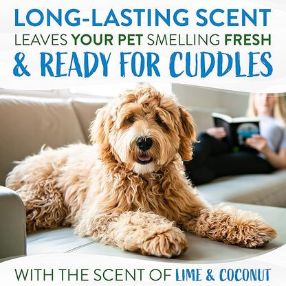 TropiClean Dog Perfume, Long Lasting Lime & Coconut Cologne, Deodorizing Spray for Smelly Dogs, After Bath Detangling Spray with Vitamin E, Safe for Cats, 8oz.