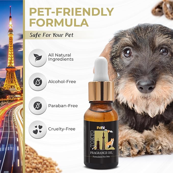 Petex Premium Pet Fragrance Oil | Ultra Premium Natural Pet Care with Dead Sea Minerals | Dog Perfume Fragrance Oil Long Lasting Scent | Natural Pet Cologne - Suitable for Dogs and Cats (Tokyo)