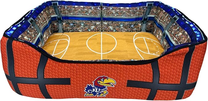 NCAA Kansas Jayhawks Stadium Dog Bed, Pet Pillow Bed for Dogs, Sporty Football Dog Bed and Lounge Cushion