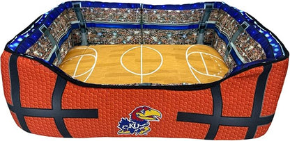 NCAA Kansas Jayhawks Stadium Dog Bed, Pet Pillow Bed for Dogs, Sporty Football Dog Bed and Lounge Cushion
