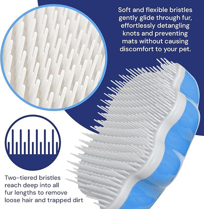 Large 5" Dog Pet Hair Massaging Brush Grooming Tool for Cats Dogs Long or Short Hair Royal Relief Blue