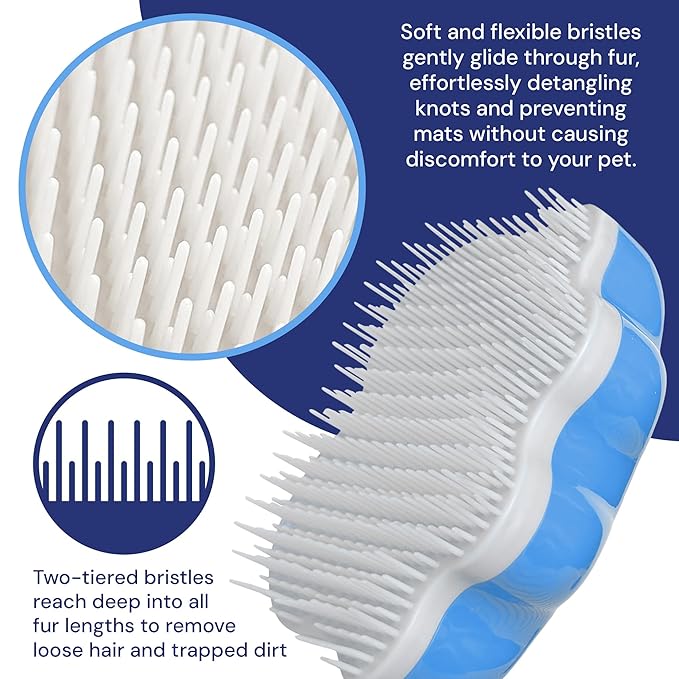 Large 5" Dog Pet Hair Massaging Brush Grooming Tool for Cats Dogs Long or Short Hair Royal Relief Blue
