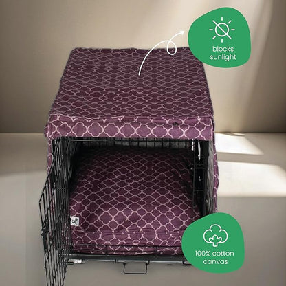 Molly Mutt Royals Dog Crate Cover, 100% Cotton Canvas Cover with 2 Roll-Up Panels, Ideal for Dog or Cat Crate, Durable, Washable, and Free of Harmful Chemicals, 42" x 28" x 31"