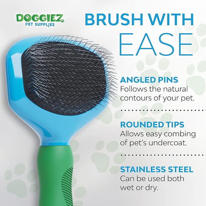 Wire Pin Brush with Comfort Grip Handle - Short and Long Hair Grooming for Dogs and Cats