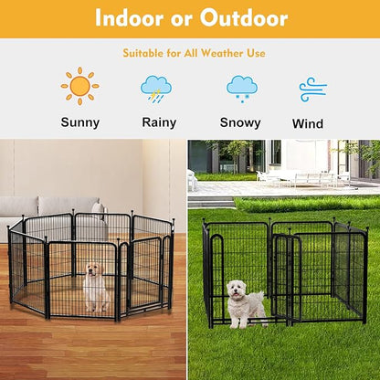 Tall Garden Fence, 32 in(H) Dog Fence Outdoor for Yard. 12 Panels Total 26.6 Ft(L) Puppy Playpen, Suitable for Indoor or Outdoor Use Play Pens for Puppys, Large Dog Pen, Fence for Garden