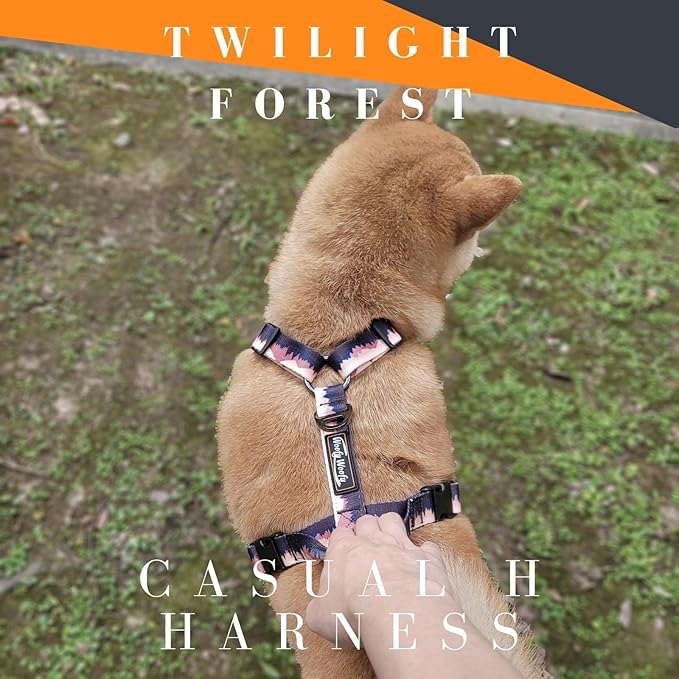 Casual H Dog Harness, No-Pull Pet Harness with 2 Leash Clips, Twilight Forest Gradiant Color, Adjustable Soft Padded Dog Vest for Small Medium Large Dogs (M)