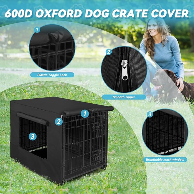 X-ZONE PET 30" Dog Crate Cover for Indoor/Outdoor - Heavy Duty Polyester Pet Kennel Cover Fits for Wire Dog Cage Black