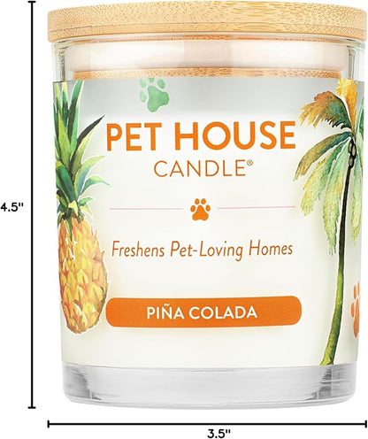 Pet House 9 oz Pina Colada Scented Pet Odor Candle, Clean Burning, Long Lasting, Plant Based Spring, Summer Scented Soy Candle, 60 Hour Burn Time