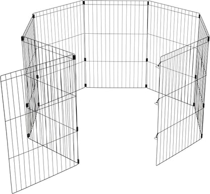 IRIS USA Metal Dog Playpen, 8-Panel 36" Pet Playpen, Puppy Playpen, Indoor/Outdoor Dog Fence, 58 x 58 x 36, Foldable, Customizable, Black