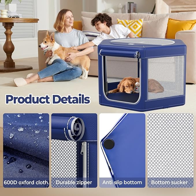 Puppy Playpen,45x45x25.6 Inches Fabric Mesh Dog Playpen,Portable Soft Fence for Dog and Cat, Breathable Exercise Pet Play Pen Indoor/Outdoor,Removable Zipper Top,Tear Resistant Fabric,Safe & Sturdy