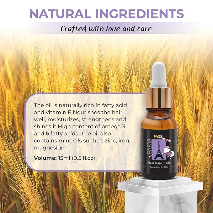 Petex Premium Pet Fragrance Oil | Ultra Premium Natural Pet Care with Dead Sea Minerals | Dog Perfume Fragrance Oil Long Lasting Scent | Natural Pet Cologne - Suitable for Dogs and Cats (Paris)