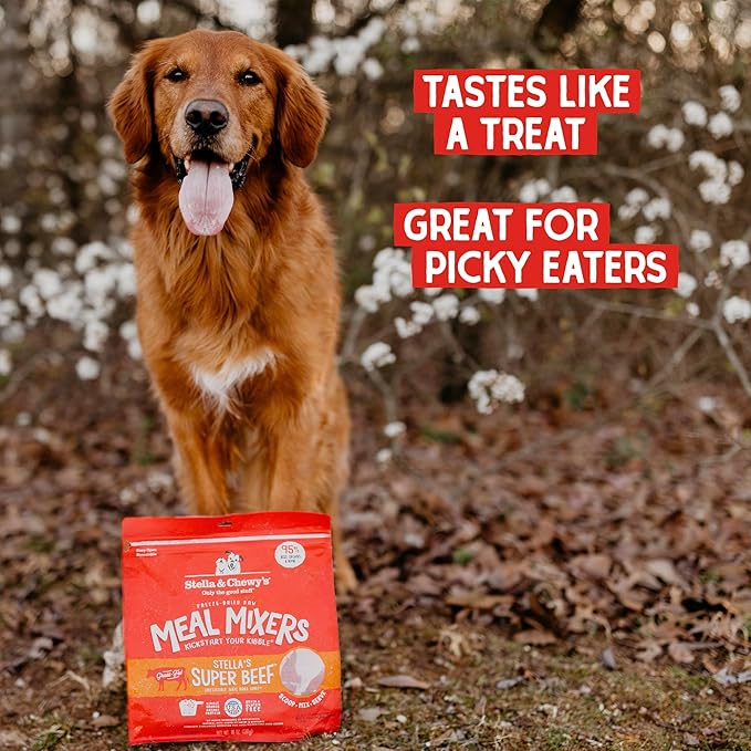 Stella & Chewy's Freeze Dried Raw Super Beef Meal Mixer – Dog Food Topper for Small & Large Breeds – Grain Free, Protein Rich Recipe – 35 oz Bag