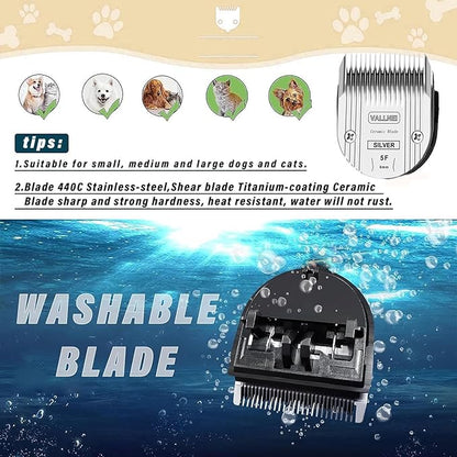 Detachable Adjustable Pet Dog Grooming Clipper 5-in-1 Blade Compatible with WAHL Professional Animal Blade Arco, Bravura, Chromado, Creativa, Figura, and Motion Pet, Dog, and Horse Clippers(5F)(2PACK)