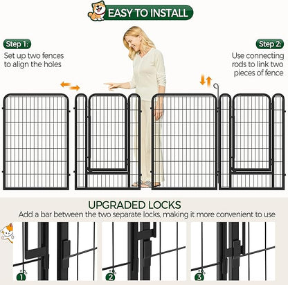 Yaheetech Dog Playpen Outdoor, 40 inch 8 Panels Dog Pen Indoor Heavy Duty Puppy Exercise Pen Metal Pet Fence for RV Camping/Yard/Garden