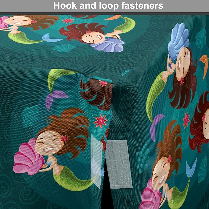 Lunarable Mermaid Dog Crate Cover, Smiling Happy Cheerful Mermaids with Seashells Scallops Exotic Waters Spirals, Easy to Use Pet Kennel Cover for Small Dogs Puppies Kittens, 22 Inch, Teal Multicolor