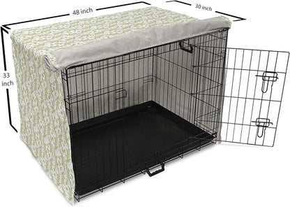 Ambesonne Flower Dog Crate Cover, Paisley Leaf Antique Stem Swirl Traditional Damask Fashion Stylize Flora, Easy to Use Pet Kennel Cover for Medium Large Dogs, 48 Inch, Black White