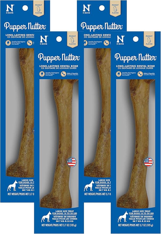 N-Bone Pupper Nutter Peanut Butter for Pets, Large 7 Inch (Pack of 4)