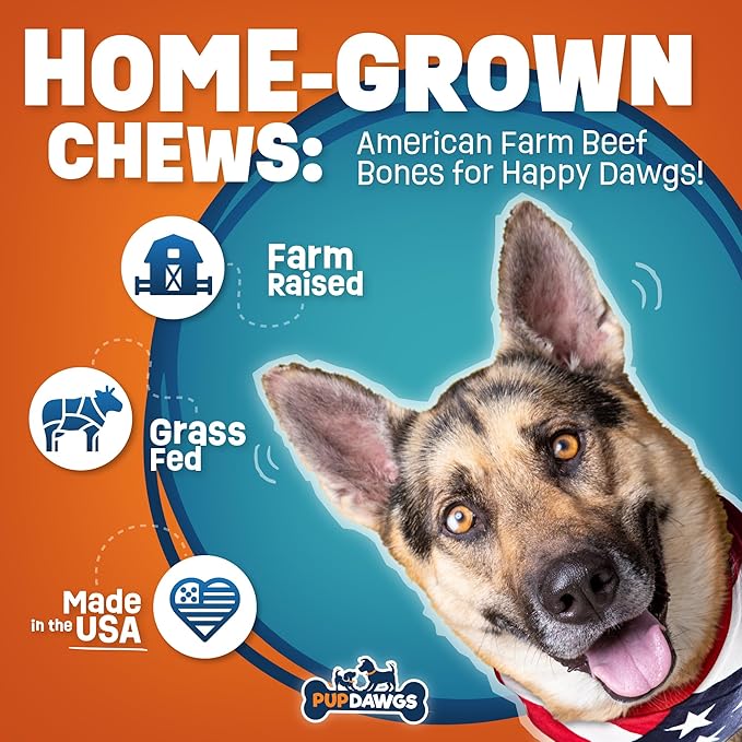 Single Ingredient Dog Bone Made in USA - Beef Knee Caps - 100% Natural Dog Bones for Aggressive Chewers - from USDA Inspected Beef - Hickory Smoked - Individually Wrapped (3 Piece Pack)