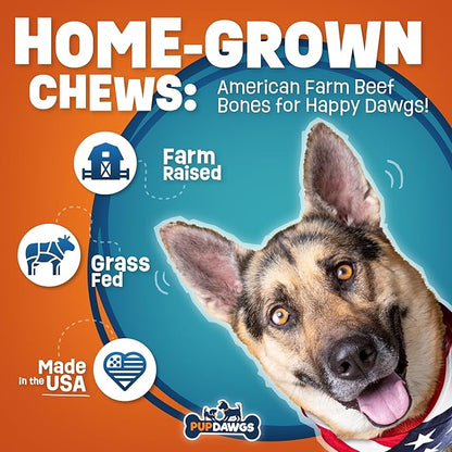Single Ingredient Dog Bone Made in USA - Beef Knee Caps - 100% Natural Dog Bones for Aggressive Chewers - from USDA Inspected Beef - Hickory Smoked - Individually Wrapped (3 Piece Pack)