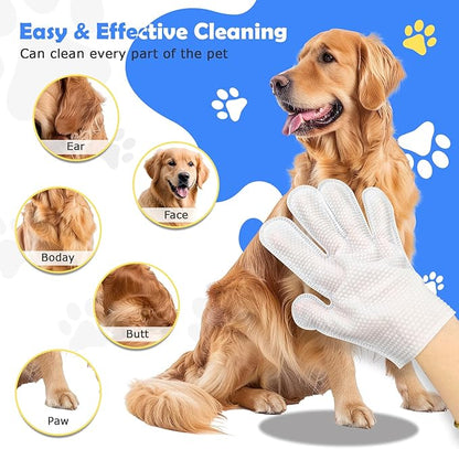 Pet Glove Washing Wipes for Dogs and Cats,Dog and Cat Cleaning Grooming Wipes for Fur,Paws and Butt,Save and Non Irritating,12 Pcs