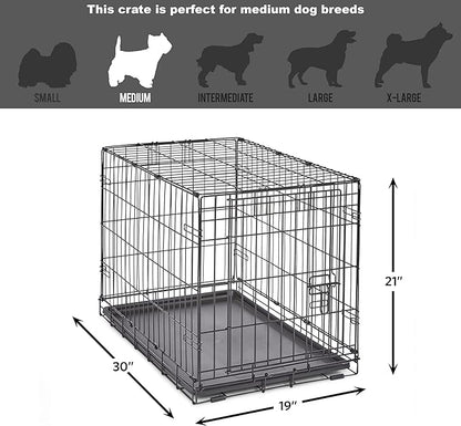 New World Newly Enhanced SingleDoor New World Dog Crate, Includes Leak-Proof Pan, Floor Protecting Feet, & New Patented Features, 30 Inch