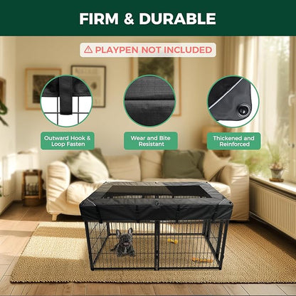 FXW Mesh Top Cover Specialized for FXW Dog Playpen (Not Suitable for Other Brands), Fits for FXW 24" H 6 Panels Homeplus/Rollick/Instant Dog Playpen│Patent Pending (Playpen not Included)