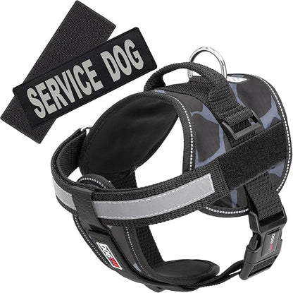 Dogline Unimax Dog Harness Vest with Service Dog Patches Reflective No-Pull, Adjustable Straps, Breathable Neoprene for Medical, Service, Identification and Training Dogs Girth 15 to 19" Giraffe Gray