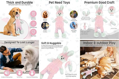 FGA MARKETPLACE Frog-Pink Rabbit Flat NO Stuffing NO Squeak Plush Dog Toy, Funny Style Will Entertain Your Dog for Hours, Recommended for Small and Medium Dog 21 INCH Long