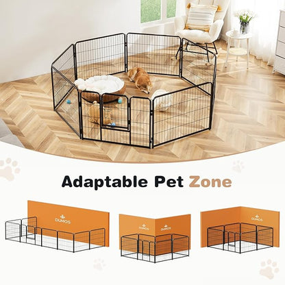 Heavy-Duty Iron Dog Playpen –8 Panel 24” Durable, Rust-Resistant Pet Fence for Indoor & Outdoor Use, Secure & Spacious Pet Play Area for Dogs, Puppies & Small Animals
