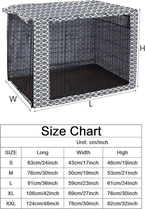 Dog Crate Cover Kennel Dogs Covers fits Small Medium Large crates cage Heavy Nylon Waterproof soundproof Indoor Outdoor - Cover only - Grey - 48 inch