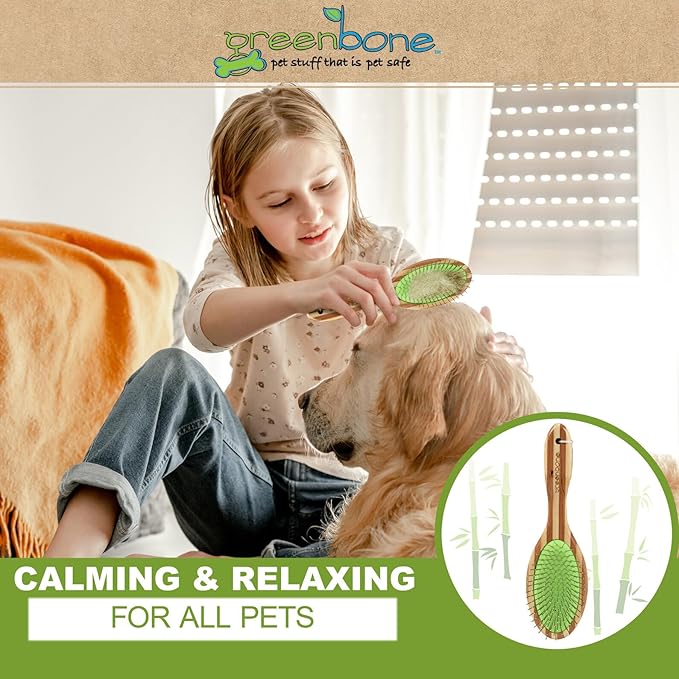 Pet Spa Metal Pin Brush - All-Natural Bamboo Pet Grooming Brush - Entirely Made from Sustainable Bamboo for Dogs & Cats