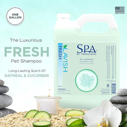 TropiClean SPA Lavish Dog Shampoo | Fresh Scented Deodorizing Dog Shampoo | Naturally Derived Salon Grade Ingredients | Made in the USA | 1 Gallon