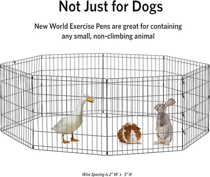 New World Dog Exercise Pen & Playpen, 24" W x 48" H, No Door, Black