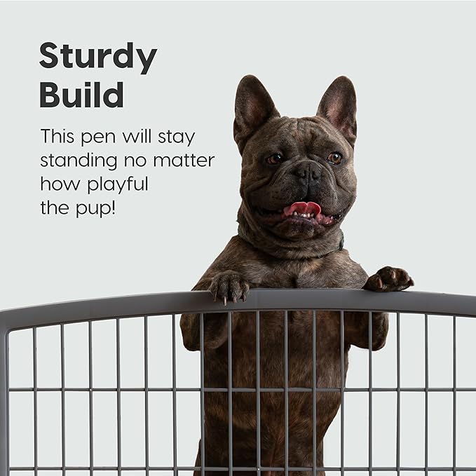 IRIS USA Dog Playpen, 4-Panel 24" Pet Playpen, Puppy Playpen, Indoor/Outdoor Dog Pen, 35 x 35 x 24, Foldable, Customizable, Dark Gray