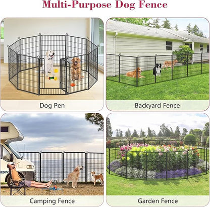 Dog Playpen 40 inch Dog Fence for Outdoor Indoor Use Heavy Duty Metal Dog Pen for Large Dogs, Rustproof Pet Playpen Portable Pet Fence Outdoor for Yard, RV Camping, Customizable, 34 Panels