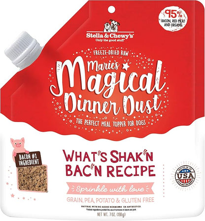 Stella & Chewy's Freeze-Dried Raw Marie's Magical Dinner Dust – Protein Rich, Grain Free Dog & Puppy Food Topper – What's Shak'n Bak'n Recipe – 7 oz Bag