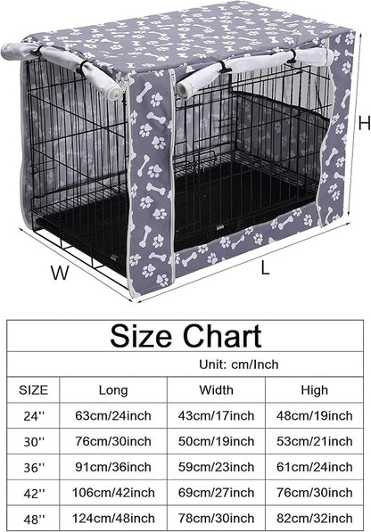 Pethiy Dog Crate Cover Durable Polyester Pet Kennel Cover Universal Fit for Wire Dog Crate - Fits Most 30 inch Dog Crates - Cover only-Sky Gray-30