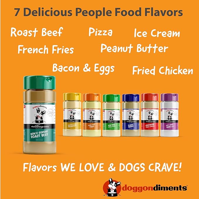 Bacon & Egg Breakfast Dog Food Topper, Fun People Food Flavors, Powder, Small & Large Breeds, Made in USA